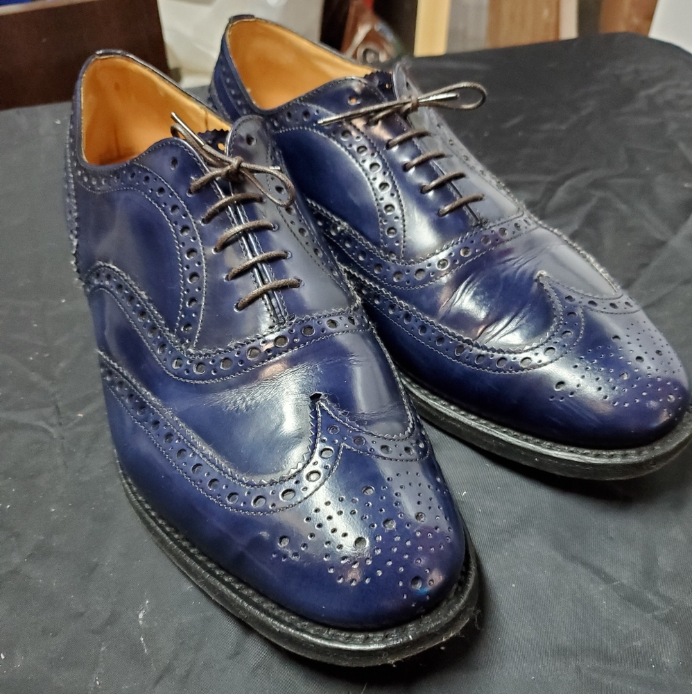 Church's Polished Leather Oxford Brogues in Blue